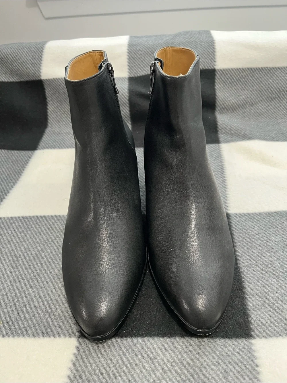 J.Crew Soft Leather Black Walker Ankle Boots Block Heel Women’s 7.5